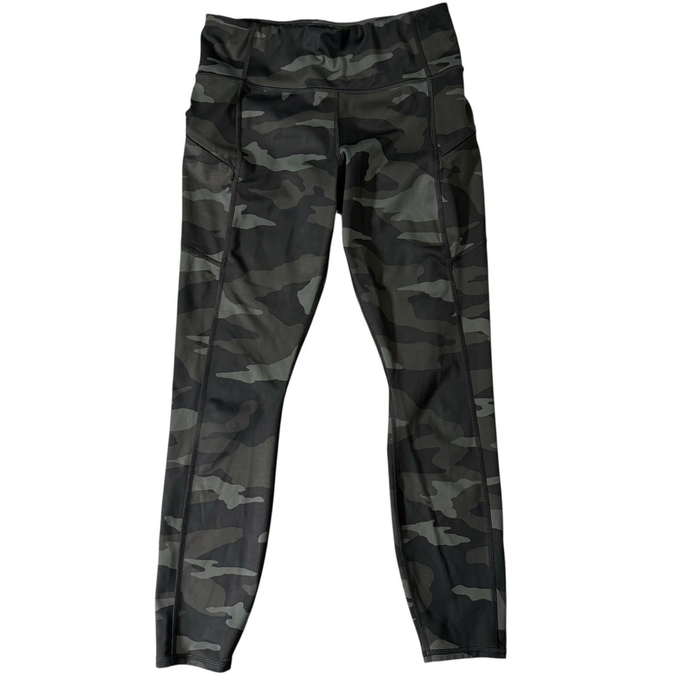Athleta Black Olive Green Camo Contender 7/8 Powerlift Tight Pants Womens Size S